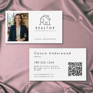 Professional Minimal Modern Real Estate QR Code Business Card