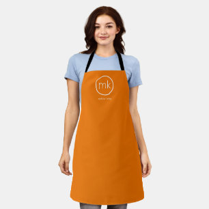 Professional Minimal Monogram Tangerine Orange Apron
