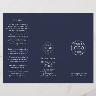 Professional Minimal Navy Blue Tri-fold Brochure