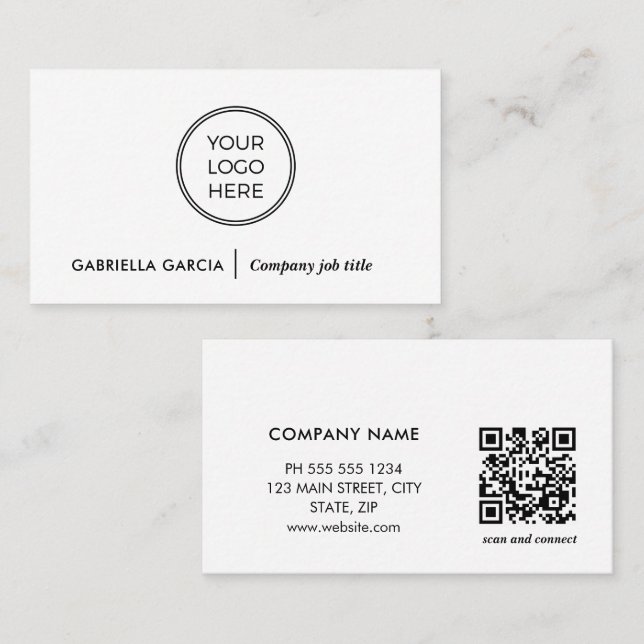 Professional Minimal QR Code Logo Business Card (Front/Back)