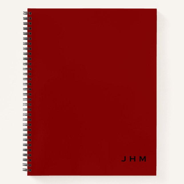 Professional Minimal Red Black Monogram Initials Notebook (Front)