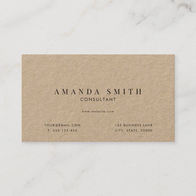 Professional Minimal Rustic Kraft Business Card (Front)