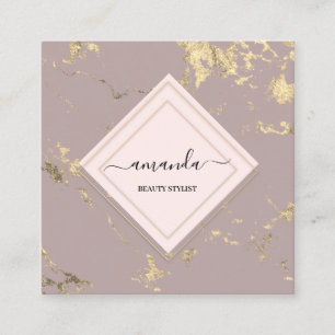 Professional Minimalism Frame Rose Gold Marble  Square Business Card