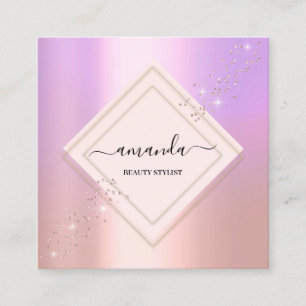 Professional Minimalism Frame Rose Purple Square Business Card