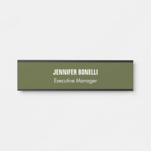 Professional minimalist add your name army green door sign
