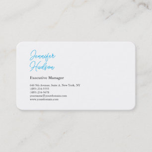 Professional minimalist azure blue calligraphy business card