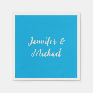 Professional minimalist azure blue calligraphy napkin