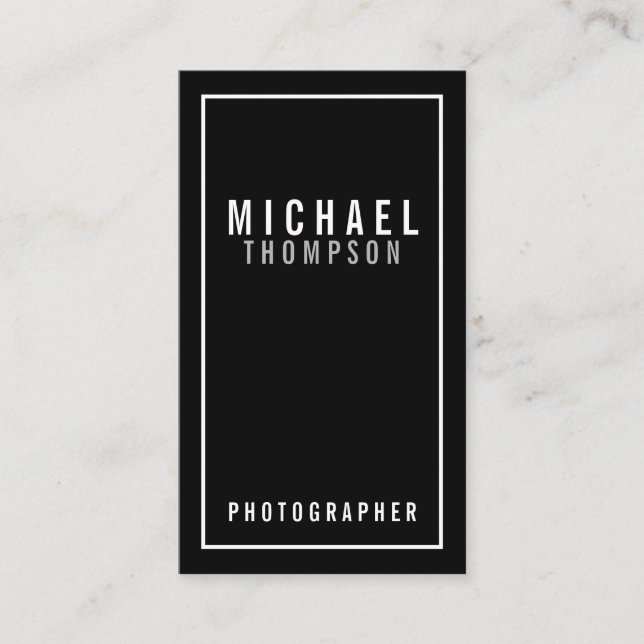 Professional Minimalist Black and White Business Card (Front)