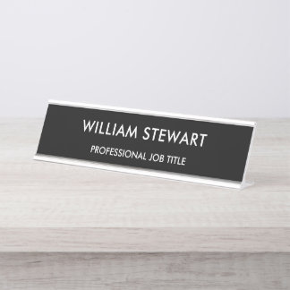 Professional Minimalist Black Employee Staff Desk Name Plate