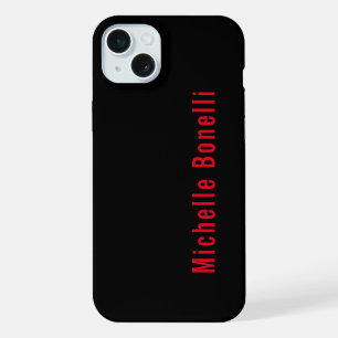 Professional Minimalist Black Red Modern Plain iPhone 15 Plus Case