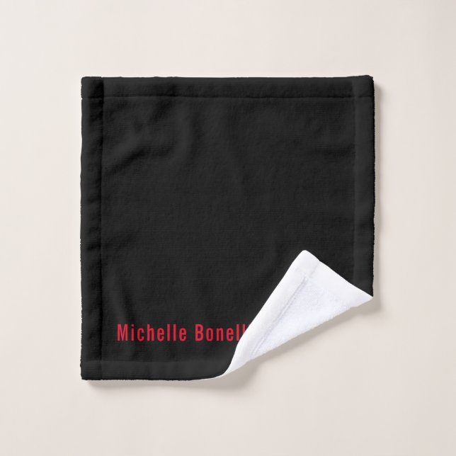 Professional Minimalist Black Red Modern Plain Wash Cloth (Wash Cloth)