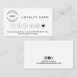 Professional Minimalist Black white Custom Logo  Loyalty Card