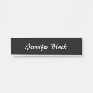 Professional minimalist black white handwriting door sign