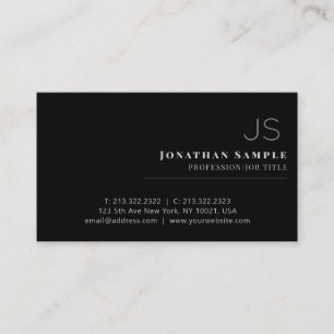 Professional Minimalist Black White Monogrammed Business Card