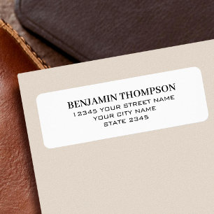 Professional Minimalist Black White Return Address Label
