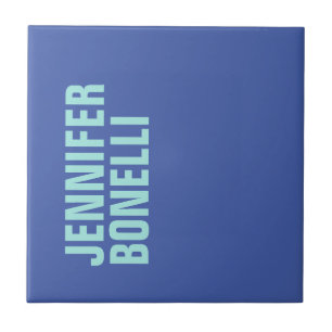 Professional minimalist bold blue name ceramic tile