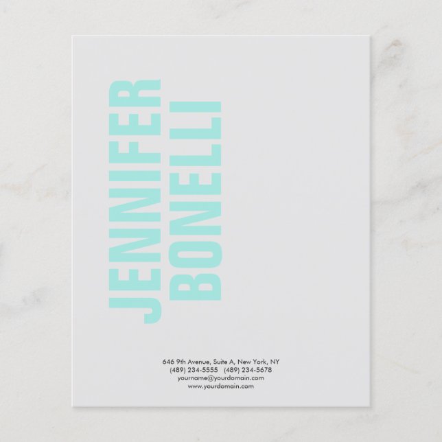 Professional minimalist bold blue name paper sheet (Front)