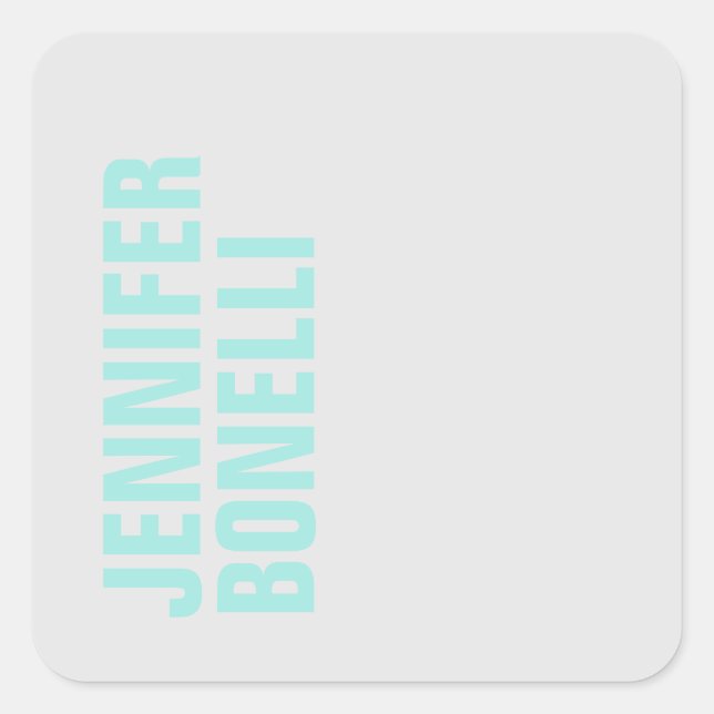 Professional minimalist bold blue name square sticker (Front)