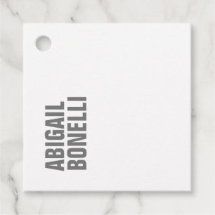 Professional minimalist bold modern grey name favour tags