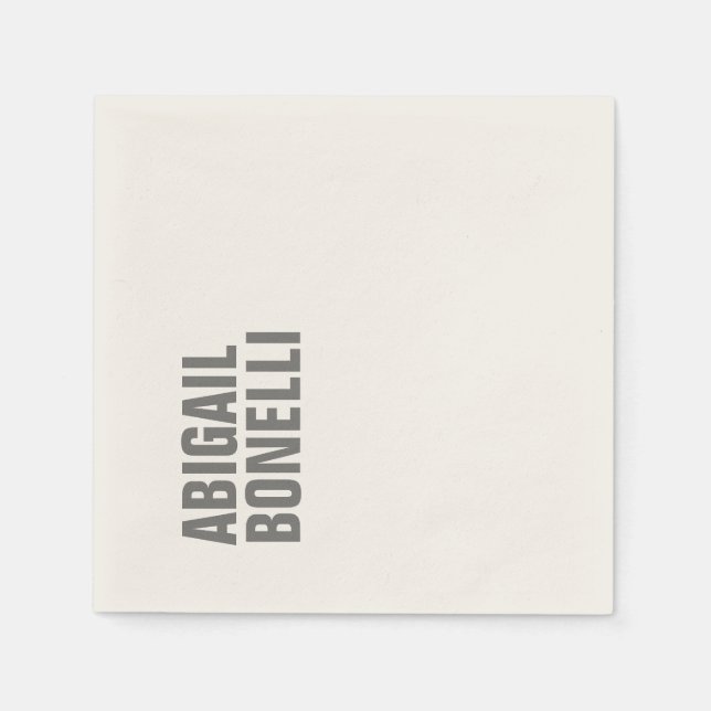 Professional minimalist bold modern grey name napkin (Front)