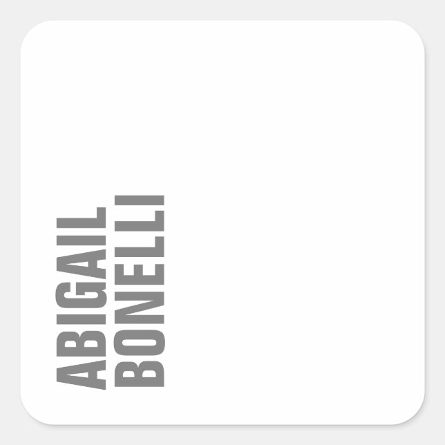 Professional minimalist bold modern grey name square sticker (Front)