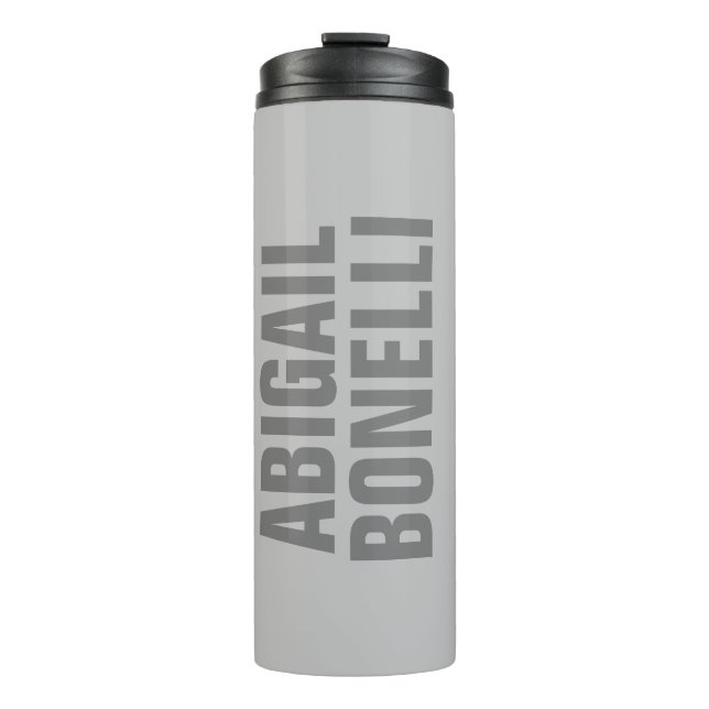 Professional minimalist bold modern grey name thermal tumbler (Front)