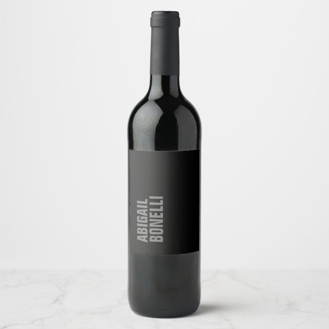Professional minimalist bold modern grey name wine label (Front)