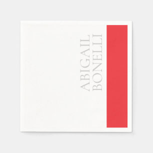 Professional minimalist bold modern grey red white napkin