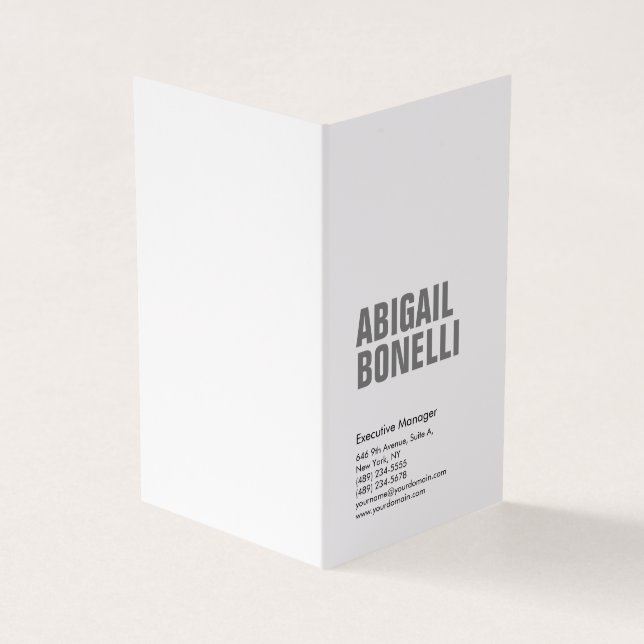 Professional minimalist bold modern grey white business card (Outside)