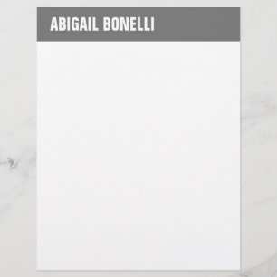 Professional minimalist bold name chic grey white custom letterhead