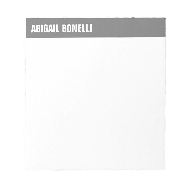 Professional minimalist bold name chic grey white notepad (Front)