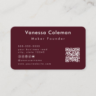 Professional Minimalist Burgundy Business Card
