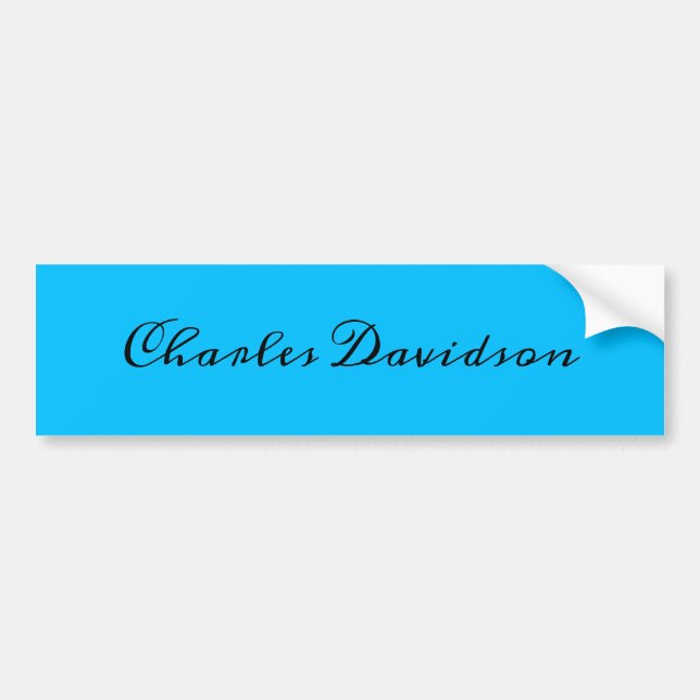 Professional Minimalist Calligraphy Deep Sky Blue Bumper Sticker (Front)