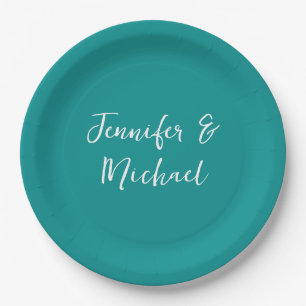 Professional minimalist calligraphy green blue paper plate