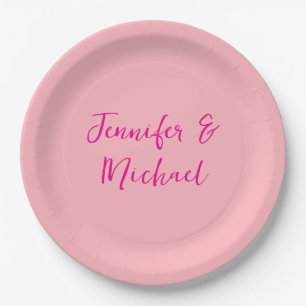 Professional minimalist calligraphy light pink paper plate