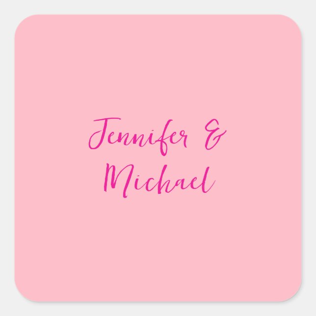 Professional minimalist calligraphy light pink square sticker (Front)