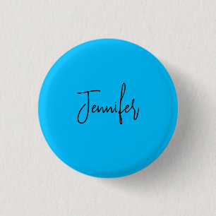 Professional minimalist calligraphy name sky blue 3 cm round badge