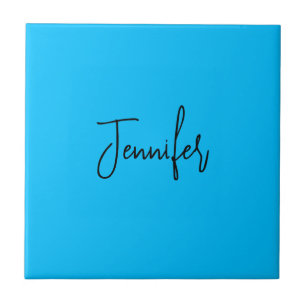 Professional minimalist calligraphy name sky blue ceramic tile