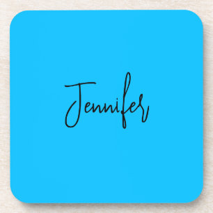 Professional minimalist calligraphy name sky blue coaster