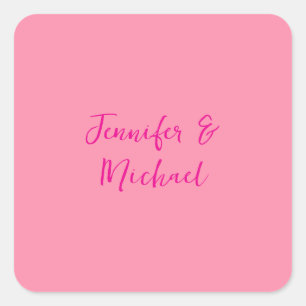 Professional minimalist calligraphy pink colour square sticker
