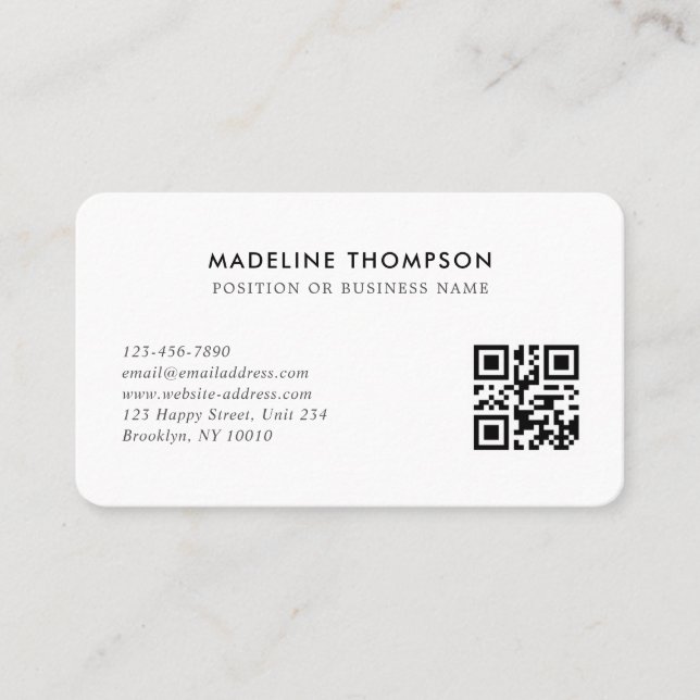 Professional Minimalist Company Logo QR Code Business Card (Front)