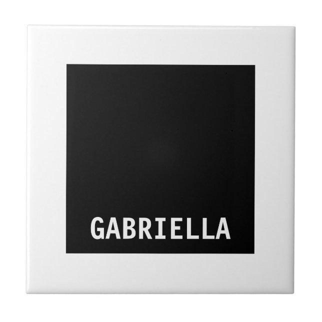 Professional minimalist custom name black white ceramic tile (Front)
