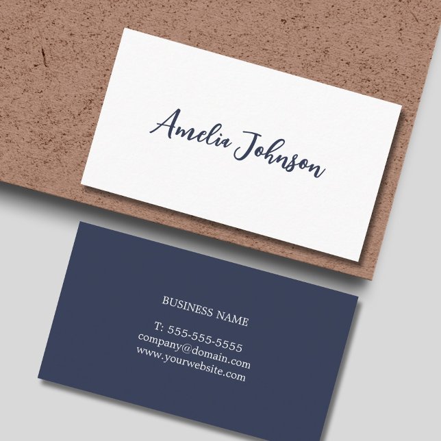 Professional Minimalist Dark Blue White Consultant Business Card (Creator Uploaded)