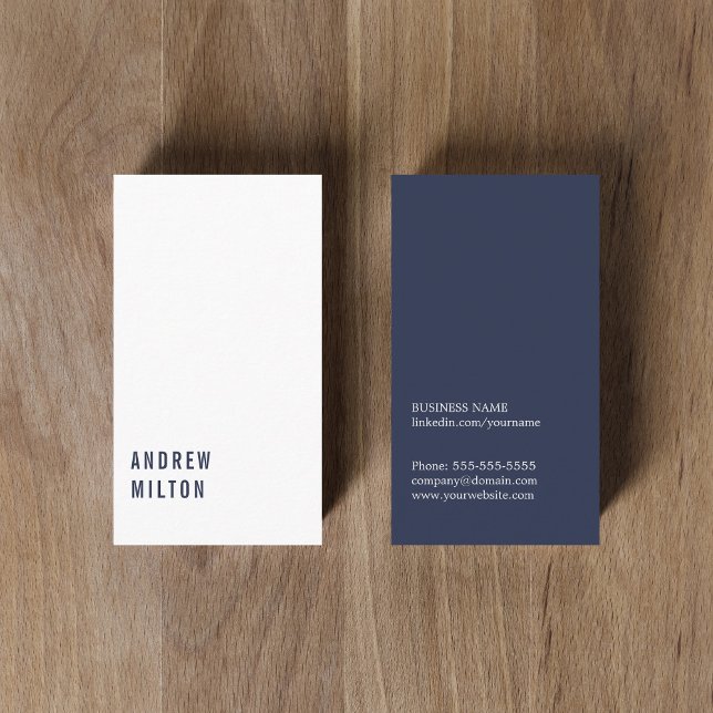 Professional Minimalist Dark Blue White Consultant Business Card (Creator Uploaded)