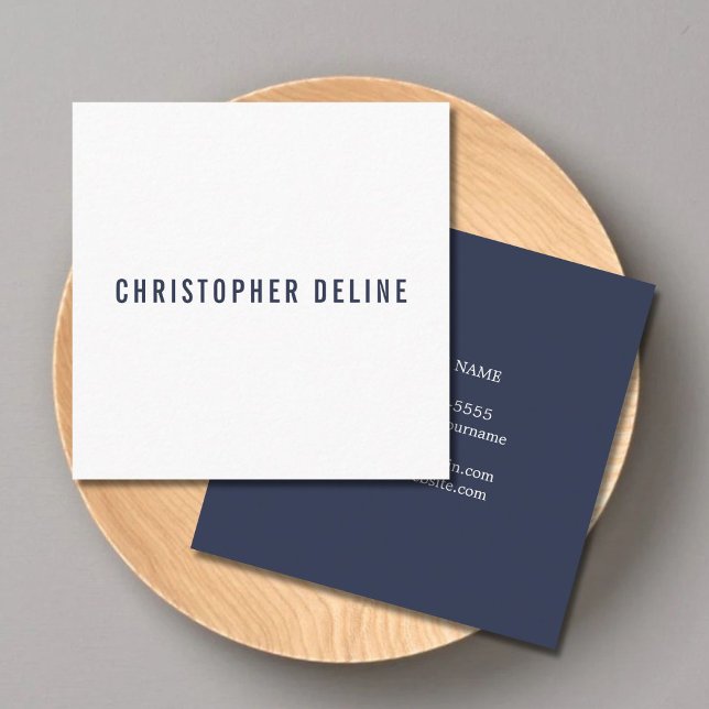 Professional Minimalist Dark Blue White Consultant Square Business Card (Creator Uploaded)