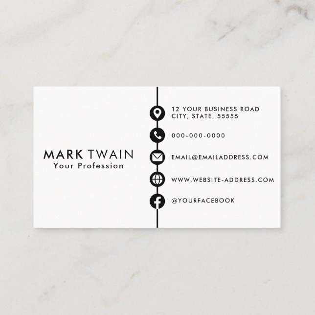 Professional Minimalist Elegant Custom Logo Icons Business Card (Back)