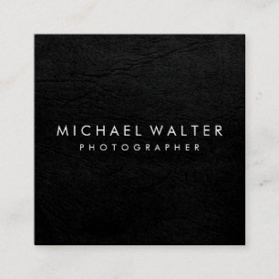 Professional Minimalist Faux Leather Square Business Card