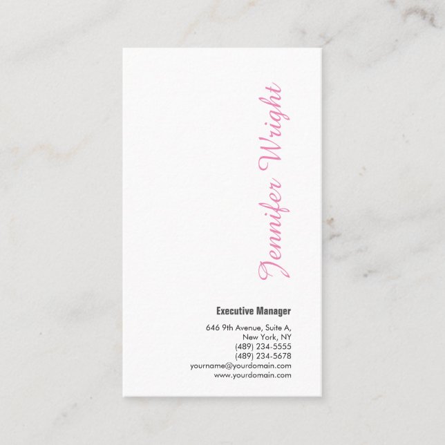 Professional minimalist feminine plain elegant business card (Front)