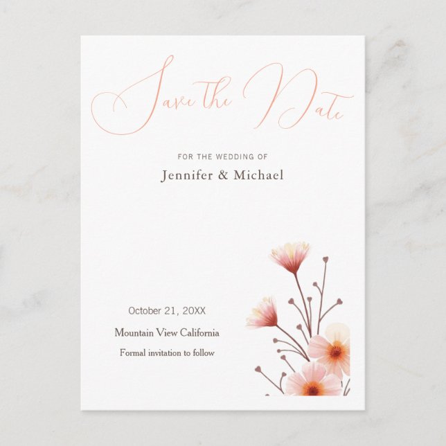 Professional Minimalist Floral  Announcement Postcard (Front)