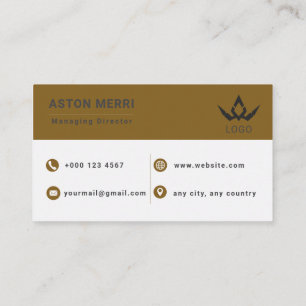 Professional Minimalist Gold and White Digital Business Card
